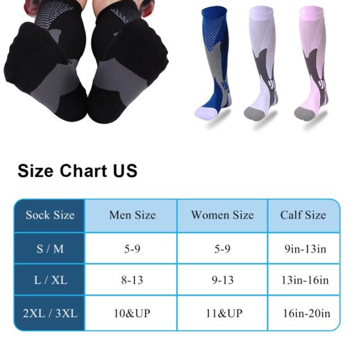 Leg Support Stretch Compression Socks For Men Women Sports Running Athletic Medical Pregnancy Travel Football School Team Sock