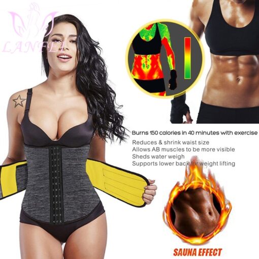 LANFEI Neoprene Sweat Waist Trainer Belt Women Weight Lose Body Shaper Sauna Slimming Strap Tummy Control Fat Burn Girdle Corset