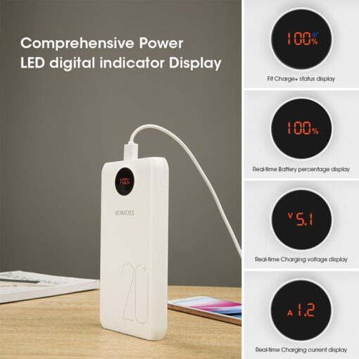 20000mAh ROMOSS SW20 Pro Portable Power Bank Charger External Battery PD 3.0 Fast Charging With LED Display For Phones Tablet