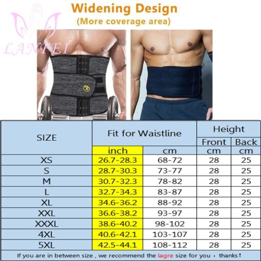 LANFEI Mens Thermo Neoprene Body Shaper Waist Trainer Belt Slimming Corset Waist Support Sweat Cinchers Underwear Modeling Strap